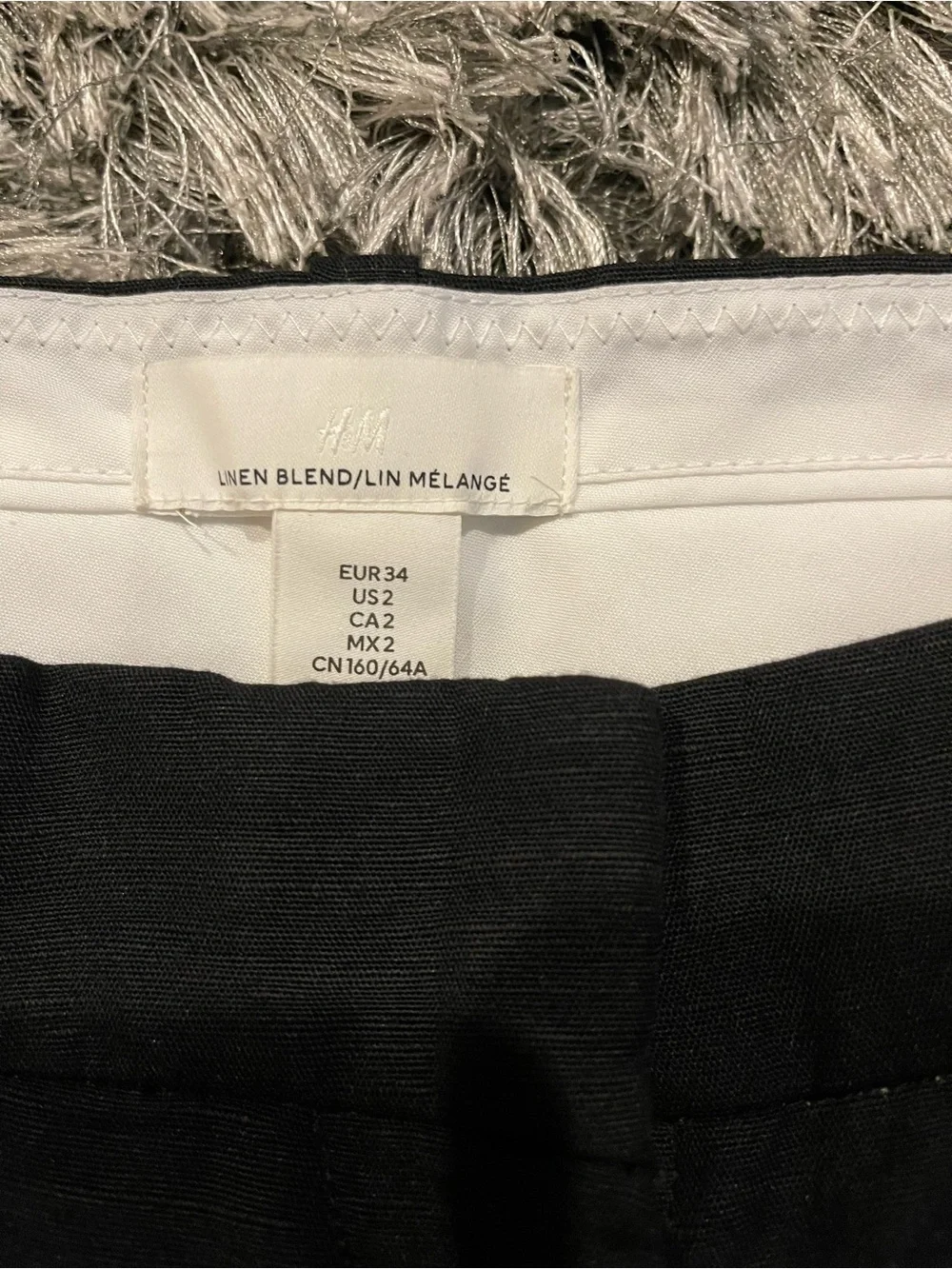 H&M Black Wide-Leg Linen Pants Size 2
